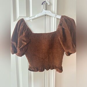 American Eagle Puff Sleeve Velvet Top